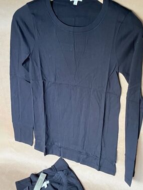 (2) J Crew black long sleeve crew neck tissue Ts size S